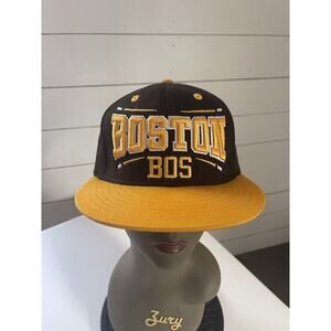 Boston Bruins Snapback Hat KB Ethos Black with Yellow Brim NHL Official EUC